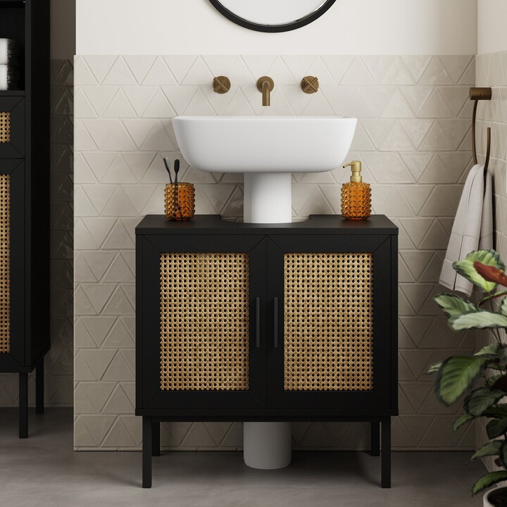 Dunelm Winslow Undersink Unit Black Rattan Black ShopStyle Bath