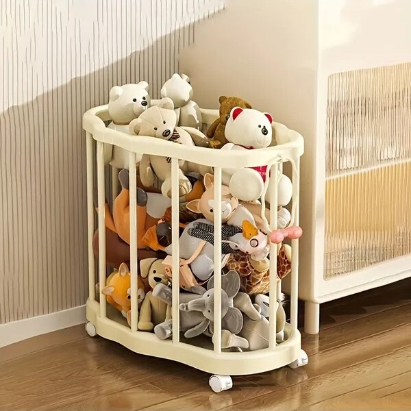 Racxily 1pcRollingSportsEquipmentStorageRackLargeCapacityOrganizerBinwithWheelsforYogaMatsBallsRackets-MobileGymGearHolderforHome