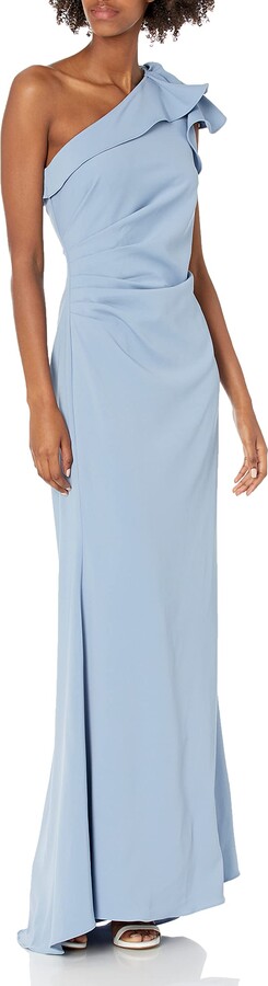 Carmen Marc Valvo Infusion Womens Crepe Gown Plunging Back 