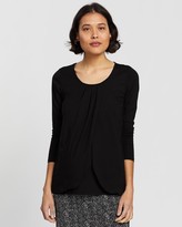 Thumbnail for your product : Angel Maternity Women's Black Maternity T-Shirts - Maternity Petal Front Long Sleeve Nursing Top
