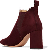 Thumbnail for your product : Chloé Scalloped Suede Ankle Boots - Merlot
