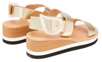 Ancient Greek Sandals Clio Rainbow Wedge-heel Leather Sandals - Gold