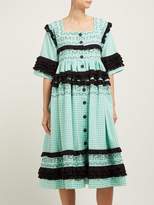 Thumbnail for your product : Molly Goddard Macy Ruffled Gingham-cotton Midi Dress - Womens - Green