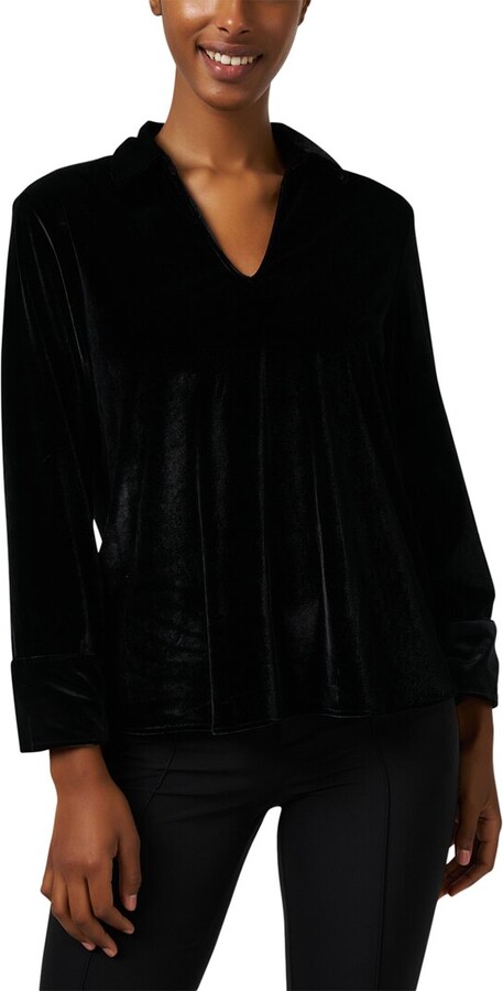 Caliban Stretch Velvet Blouse