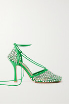 Thumbnail for your product : Bottega Veneta Leather-trimmed Crystal-embellished Mesh Pumps - Green