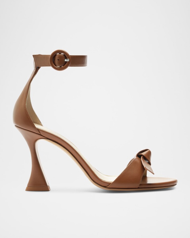 Alexandre Birman Clarita Leather Bow Ankle-Strap Sandals