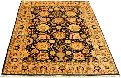 Ecarpetgallery One-of-a-Kind Hand-Knotted New Age Pako Persian 18/20 Dark Navy 6'1" x 8'10" Wool Area Rug