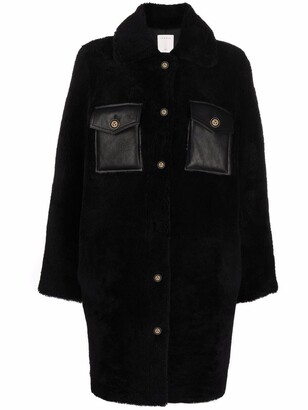 Sandro Shearling Button-Up Coat