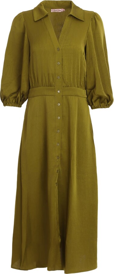 Traffic People Green The Story Of Silence Olive Frida Midi Dress