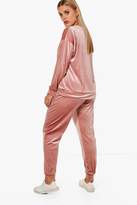 Thumbnail for your product : boohoo Plus Velvet Top And Sweat Pants
