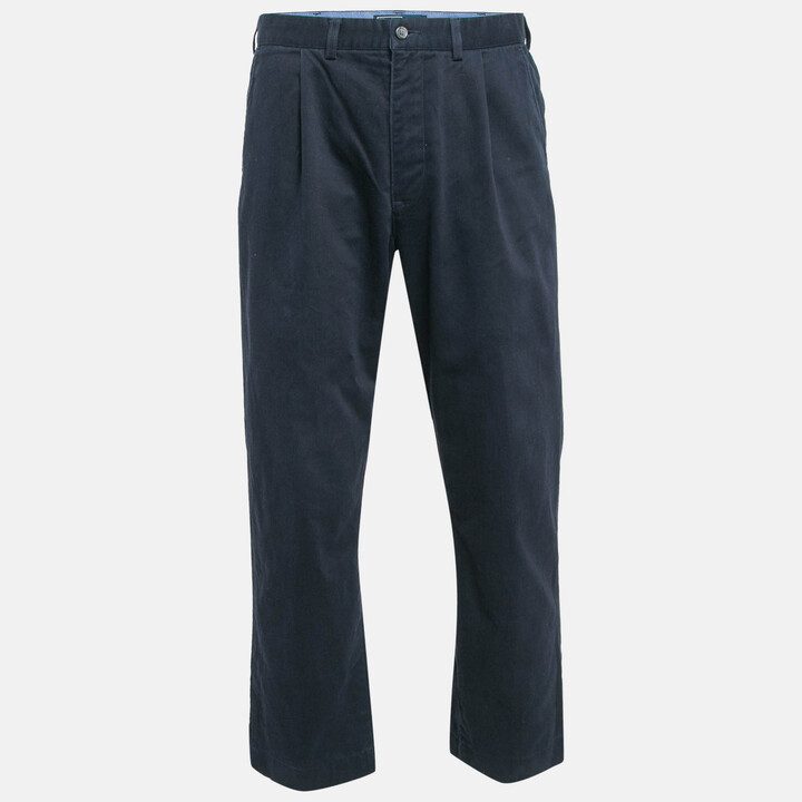 Polo Ralph Lauren Navy Blue Gabardine Straight-Leg Trousers L