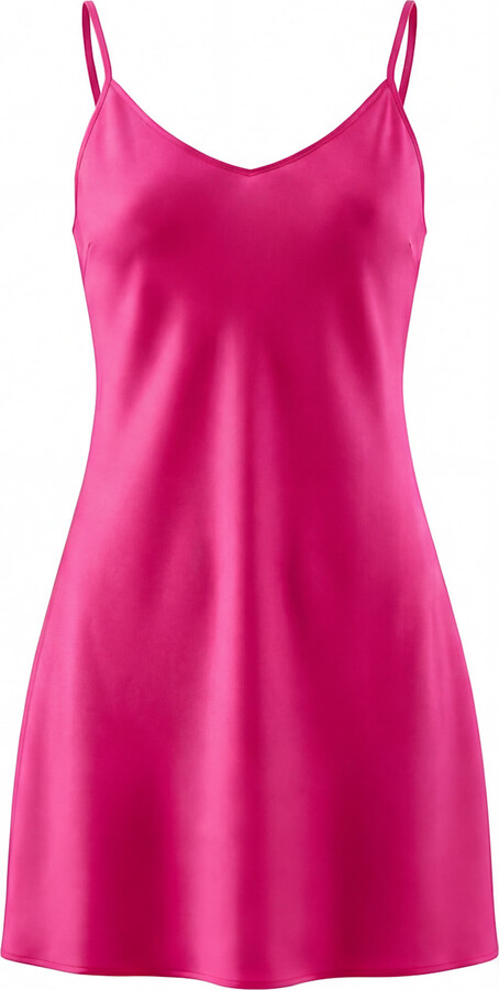 Vimissia Pink Mini Fuchsia Silk Slip Dress