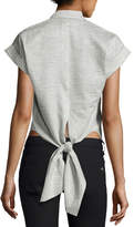 Thumbnail for your product : Rag & Bone Ara Short-Sleeve Crinkle Tie-Back Blouse, Black/White