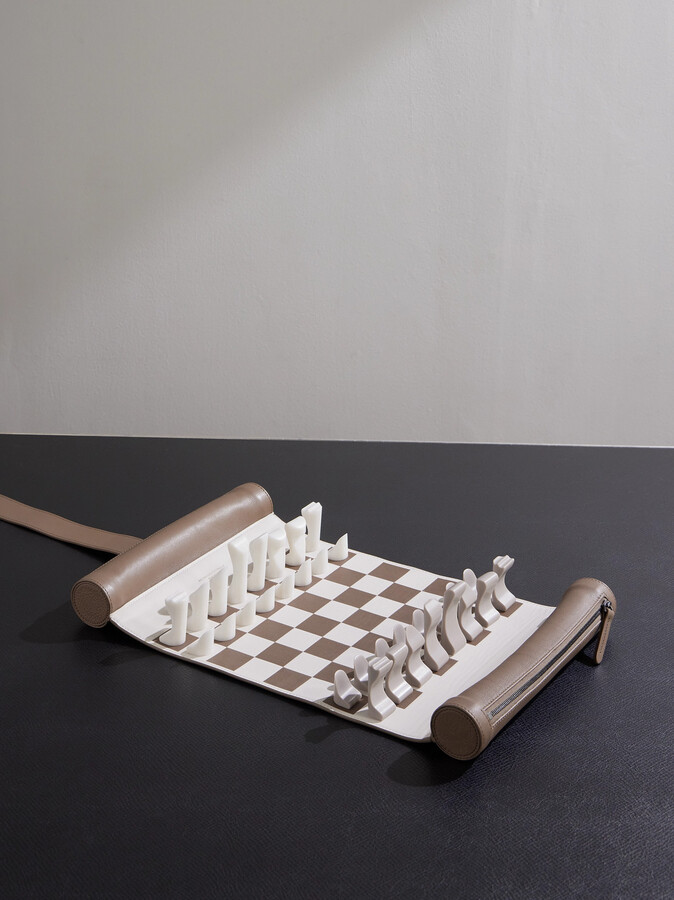 Leather and Krion® Portable Chess Set