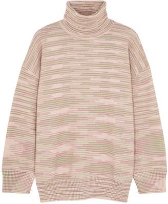 M Missoni Pink Striped Roll-neck Wool Jumper
