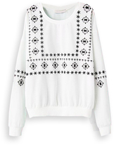 Thumbnail for your product : Choies White Embroidery Long Sleeve Sweatshirt