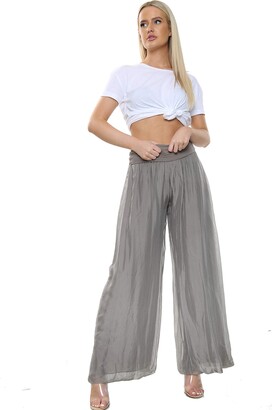 N A COLLECTION Ladies Italian Lagenlook Quirky Layering Plain Silk Flap Waist Puffball Style Harem Trouser Leggings Joggers Pants Loose Baggy One Size Regular UK 8-16 (One Size: Regular