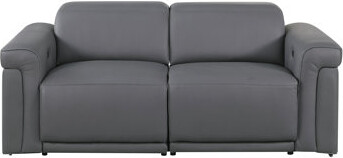 Global United Top Grain Italian Leather 2-Power Reclining Loveseat With Power Headrest