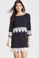 Thumbnail for your product : Little Mistress Navy and White Lace Hem Shift Dress
