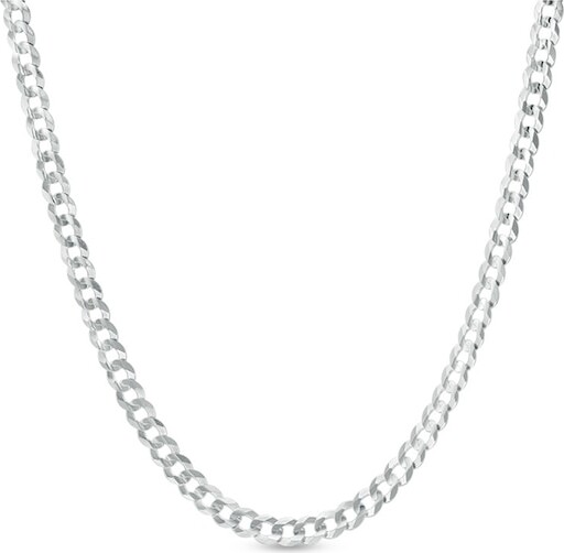 Zales 3.6mm Curb Chain Necklace in Solid 14K White Gold - 20\