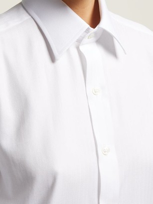 Emma Willis Herringbone Long-sleeved Cotton Shirt - White