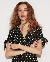 Thumbnail for your product : Express Petite Polka Dot Button Front Embroidered Shirt Dress
