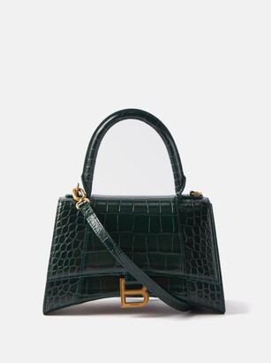 Balenciaga Hourglass S Crocodile-effect Leather Bag