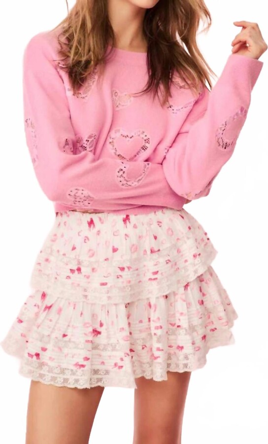 LoveShackFancy Ruffle Mini Skirt In Rosey Pink