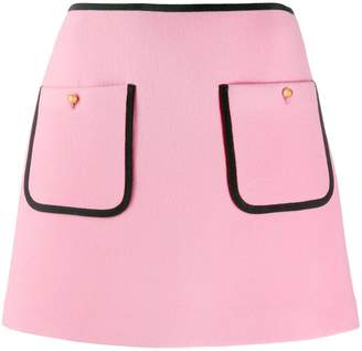 Miu Miu contrast piping A-line skirt