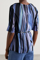 Thumbnail for your product : Altuzarra Nika Belted Printed Silk Crepe De Chine Blouse - Blue