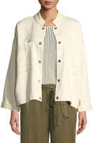 Thumbnail for your product : Eileen Fisher Plus Size Mandarin Collar Snap-Front Channel Jacket
