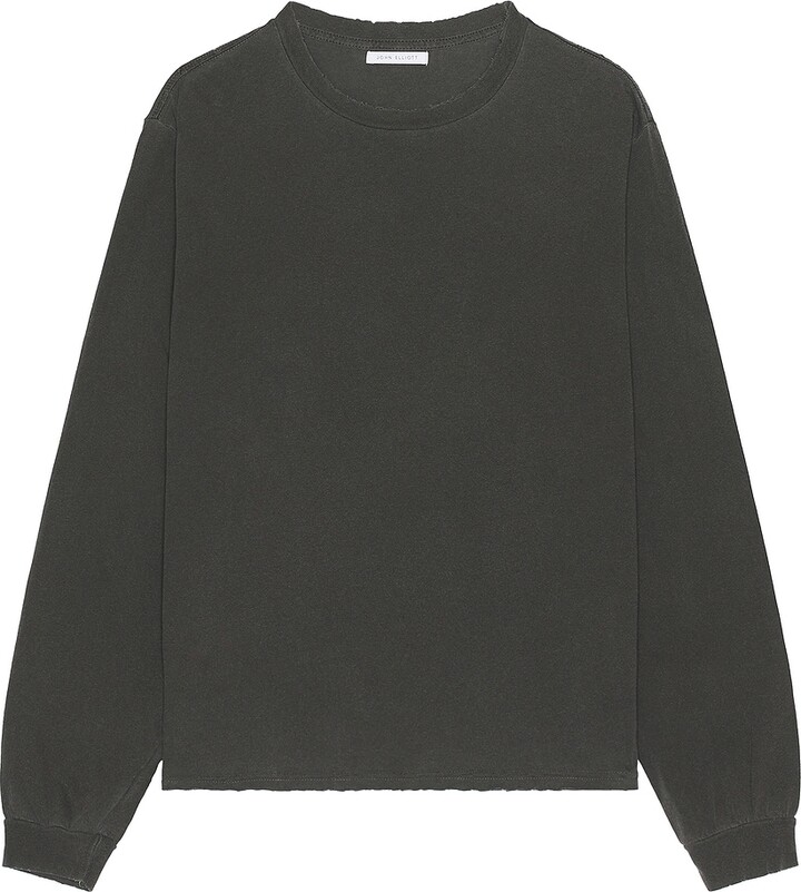 John Elliott Folsom Cropped LS Tee in Black