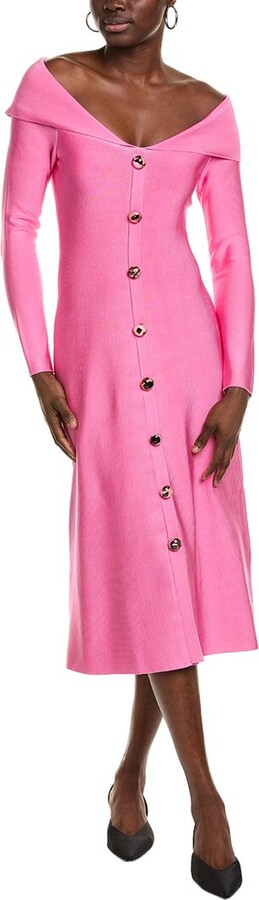 Lela Rose V-Neck Floral Embroidered Tulle Midi Dress ShopStyle