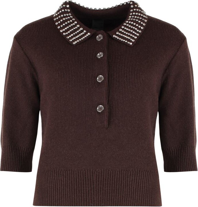 Pinko Emilia Ribbed Knit Polo Shirt