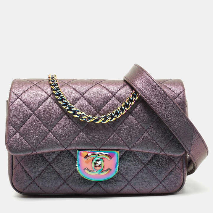 Chanel Metallic Iridescent Quilted Goatskin Leather Small Double