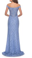 Thumbnail for your product : La Femme Floral Lace Off the Shoulder Gown