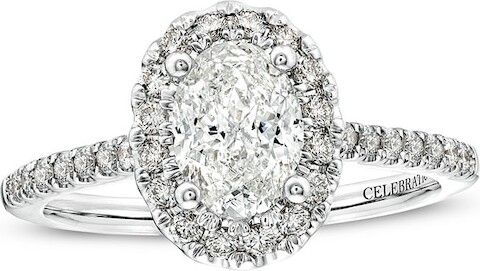 Zales Previously Owned Celebration Infinite™ 1-1/2 CT. T.w. Oval Diamond Frame Engagement Ring in 14K White Gold (I/Si2)