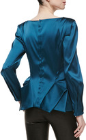 Thumbnail for your product : Zac Posen Stretch Duchesse Peplum Top, Teal