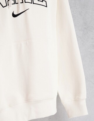 Nike Unisex Vintage logo fleece oversized hoodie in off white - ShopStyle