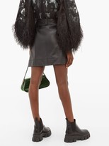 Thumbnail for your product : Ganni Wrap-around Buttoned Leather Mini Skirt - Black