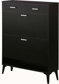 George Oliver Large Size Shoe Cabinet,Free Standing Tipping Bucket Shoe Rack Organizer With 2 Flip Drawers&2 Drawer,Modern Tipping Bucket For Entryway,Hallway,Bedro