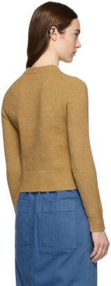 Tibi Brown Stretch Cashmere Crewneck Sweater