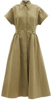 Thumbnail for your product : Co Gathered Linen-blend Shirt Dress - Khaki