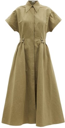 Co Gathered Linen-blend Shirt Dress - Khaki