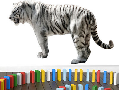 Sweetums Wall Decals Real Life White Tiger Printed Wall Decal