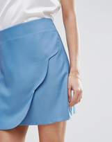 Thumbnail for your product : Fashion Union Wrap Front Mini Skirt With Scallop