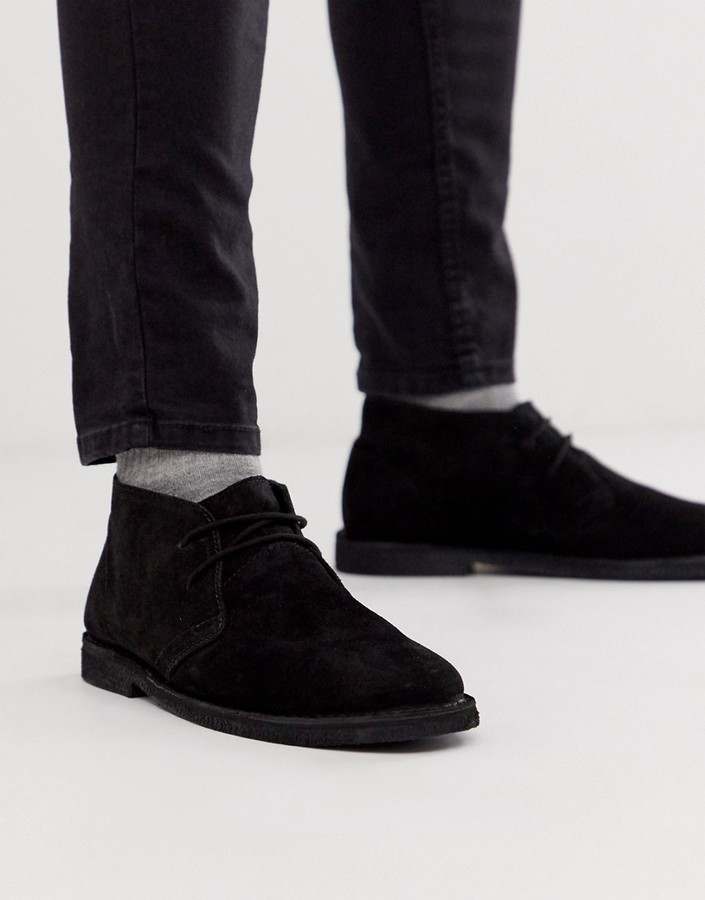 ASOS DESIGN desert chukka boots in black suede - ShopStyle