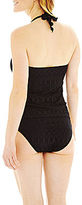 Thumbnail for your product : JCPenney Bisou Bisou Crochet Ruffled-Front Halterkini Swim Top