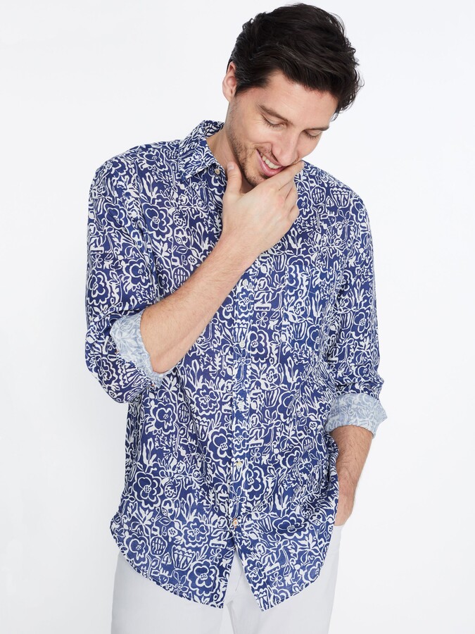 J.Mclaughlin Gramercy Classic Fit Linen Shirt in Garden Block ShopStyle
