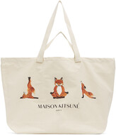 Thumbnail for your product : MAISON KITSUNÉ Off-White XXL 3 Yoga Foxes Tote